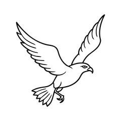 Obraz premium Black silhouette vector illustration of a flying dove of peace with wings and feather design