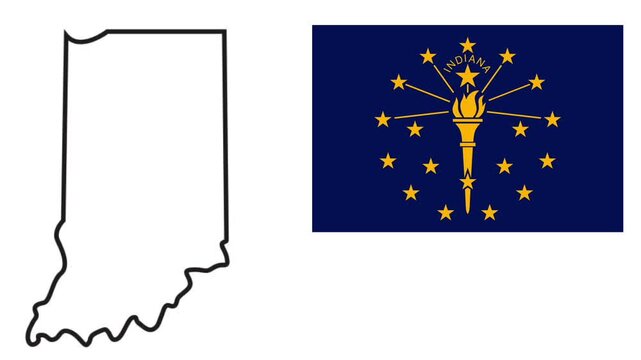 Indiana State map and flag animated video