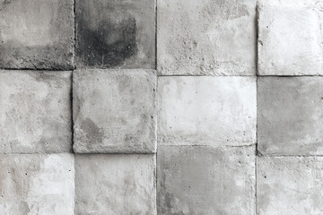 Fototapeta premium A textured backdrop of rough concrete tiles in varying shades of gray and white, creating a modern and industrial aesthetic.