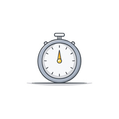 Obraz premium Flat design stopwatch icon with a silver casing and yellow needle indicating time
