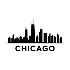 Naklejka premium Chicago skyline silhouette with city name