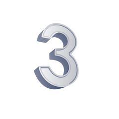 Naklejka premium Three Dimensional Grey Silver Metallic Number Three with Gradient Shadow Effect Isolated Digital Graphic Element