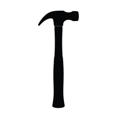 Black silhouette of a claw hammer on white background 3