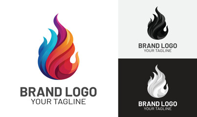 Colorful Gradient Flame Logo Design for Modern Branding and Creative Business Identity