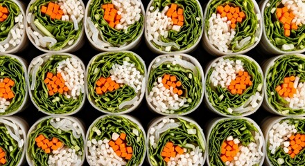 Abstract Pattern Photography of Aligned Spring Roll Slices Mesmerizing
