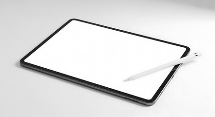 Modern tablet device mockup with blank screen for creative digital display