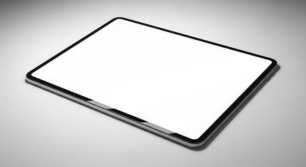 Modern flat digital tablet device with blank white screen ready for content