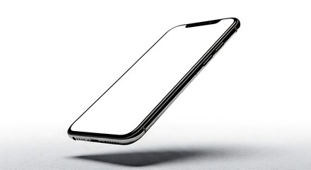 Modern smartphone mockup floating empty screen technology concept