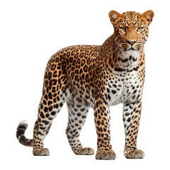 Obraz premium Majestic leopard standing proudly with distinctive spotted coat isolated on transparent background