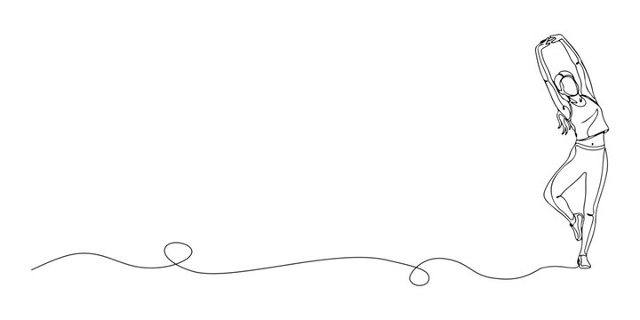 Continuous one line of a person stretching, representing daily physical activity tips, drawn vector illustration.