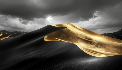 Black Gold Desert with Luxury Metallic Dune Glow