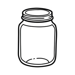 A single transparent glass jar with a blank white label and a cap, isolated on a white background, containing red jam