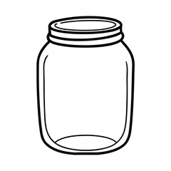 Single transparent empty glass jar vector illustration with a blank label and lid