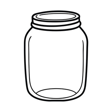 Single transparent empty glass jar vector illustration with a blank label and lid