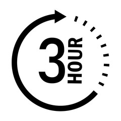 Three hour clock icon showing time duration