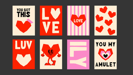 Urban grunge-style valentine poster featuring abstract love shapes and modern graphic flair. Perfect trendy wall decor.
