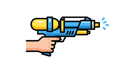 Fototapeta premium Colorful water gun with hand in modern cartoon style