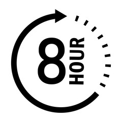 Eight hour duration time cycle icon concept