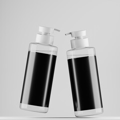 Clear Cosmetic Pump Bottle Duo Mockup