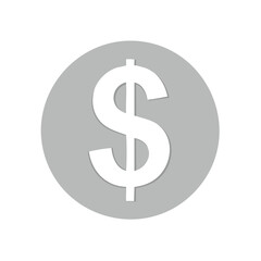 Obraz premium Simple graphic of a white dollar sign inside a grey circle representing currency and finances