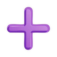Fototapeta premium Vibrant purple plus sign icon with rounded edges three dimensional graphic element