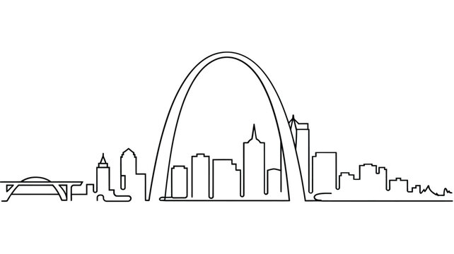 St louis skyline arch and cityscape line drawing