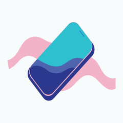 Transparent Screen Smartphone on Gradient Wave Background Mockup