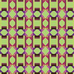 Seamless Geometric Quilt Pattern of Bright Diamonds and Striped Blocks in Modern Multicolor Design, geomatry  Shapes, Symmetry, Repeating Forms, and Contemporary Abstract Textile Aesthetic  print.