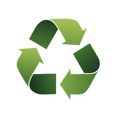 Obraz premium Green recycling symbol with gradient arrows in a continuous loop for sustainability