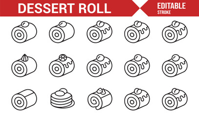 Sweet dessert roll vector set for food packaging and menus