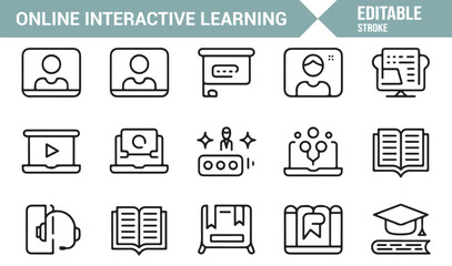 Icon bundle of online courses, books, and academic technology