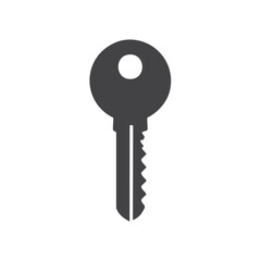 Simple silhouette of a house key with a round bow and a jagged bit