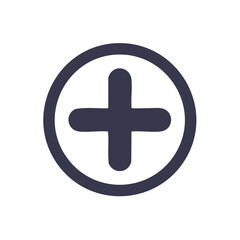 Obraz premium Hand drawn plus sign inside a circle graphic icon for addition or new item