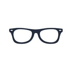Fototapeta premium Stylish classic eyeglasses flat design icon with thick dark frames