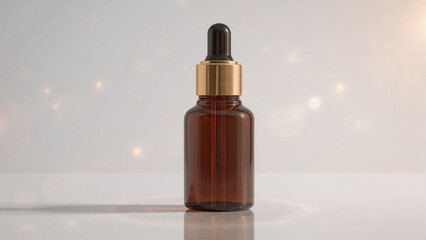 Fototapeta premium Luxurious amber dropper bottle for aromatherapy oils and beauty serums ready to use