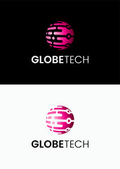 GlobeTech Logo Design with Circuitry Sphere Icon