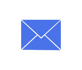 simple flat blue email message support icon on transparent background