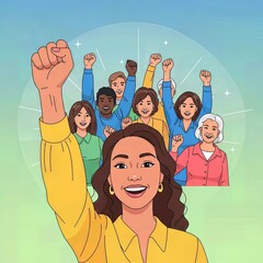 Empowered Woman with Supportive Group Vector