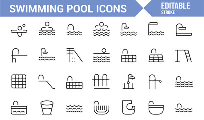 Clean monoline swimming pool elements for leisure and fitness design