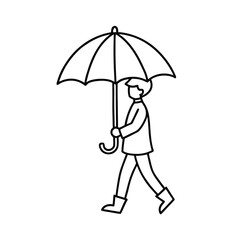 Businessman in a black suit standing under an umbrella for protection from the rain, symbolizing success and safety in business