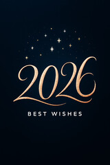 New year 2026 with best wishes on dark blue background