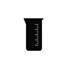 Black silhouette of a graduated beaker with markings