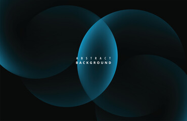 Abstract dark background with glowing blue circular and oval shapes overlapping, creating a futuristic and dynamic visual effect, ideal for modern design concepts and digital art