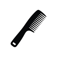 Black silhouette of a hair comb on white background