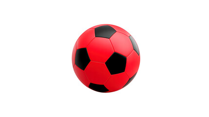 Naklejka premium Red and black soccer ball isolated on transparency background, classic pentagon and hexagon pattern, sports equipment, vibrant color, energetic and playful mood, suitable for football themes