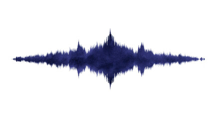 Abstract blue soundwave symmetrical audio waveform digital art isolated on transparent background modern technology creative design energetic and dynamic visual suitable for music or podcast themes