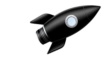 Black rocket ship metallic window futuristic design isolated on transparency background space travel adventure innovation technology exploration excitement