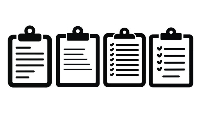 Clipboard icon set vector illustration of document checklist flat design element for business and organization Isolated on transparent background, png