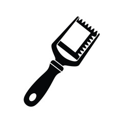 Black silhouette of a kitchen utensil with serrated edge