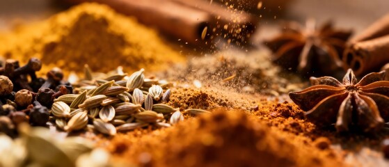 Aromatic Whole and Ground Spices Close-Up